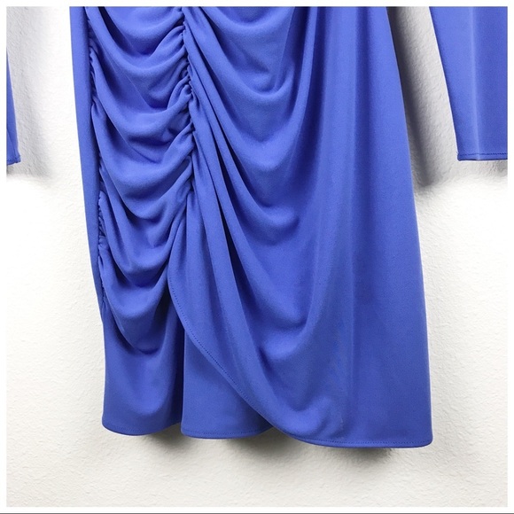 Zara Blue Draped Ruched Long Sleeve‎ Dress Size XL - Picture 7 of 12